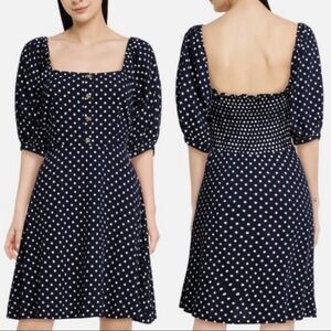 VERO MODA | NWT Astimilo Linen Blend Polka Dot Print Puff Sleeve Dress